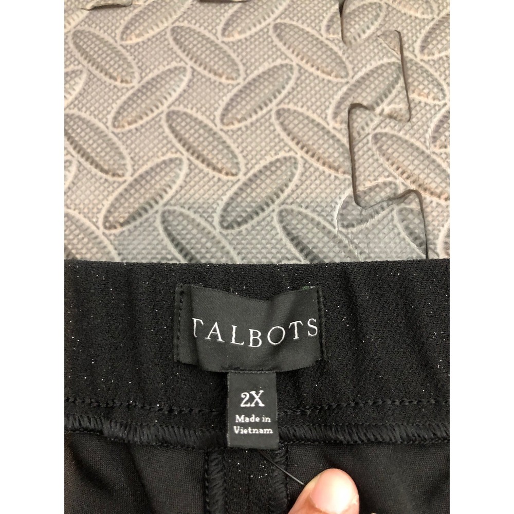 Talbots Pants Womens 2X Black Sparkly Glitter Wide Leg Knit Pull On Plus Size - Picture 5 of 8